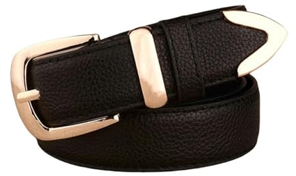 YIMAIWLX gürtel Damen Mode Frauen Ledergürtel Goldene Schnalle Beste Passende Kleidungsjeansgürtel Für Dame-schwarz-115 cm