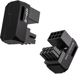 EZDIY-FAB Shield Series 8-Pin PCIe GPU Power Adapter,180-Degree U-Turn Angled Connector, Aluminum Design for Graphics Cards – Reverse Type,Black-2 Pack