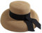 SXRQ Chapeau de soleil pour femme - Pour activités de plein air - Ruban noir - Chapeau de paille décoratif à large bord pour le soleil, la plage et la mer, kaki, Taille unique