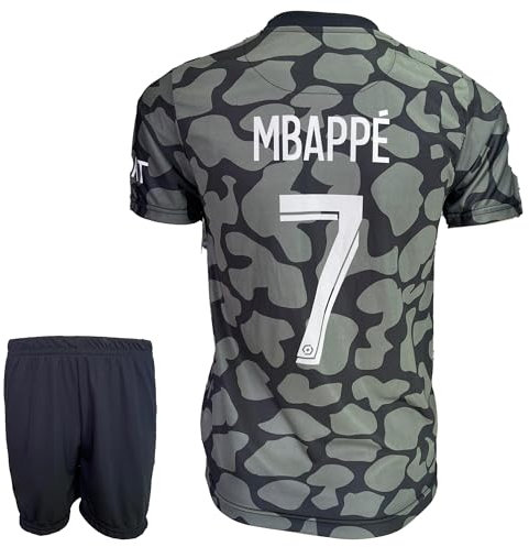 Qycksouth Mbappé Nr.7 Trikot Kinder Set – Weißes Fußball Outfit mit Shorts – Fan Trikot Jungen – Atmungsaktiv & Komfortabel – Retro Design 152