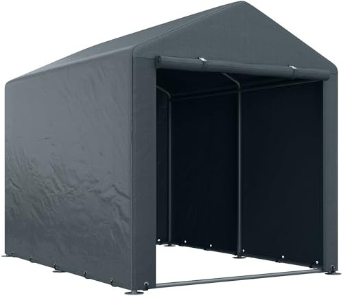 Outsunny Abri de Jardin Tente de Stockage Portable abri de vélo Garage pour extérieur avec Cadre en métal galvanisé et Grande Porte, 1,6 x 2,2 m Gris foncé