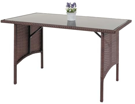 Mendler Poly-Rattan Esstisch HWC-G16AM, Esszimmertisch Gartentisch Tisch, Gastronomie 112x60cm - braun