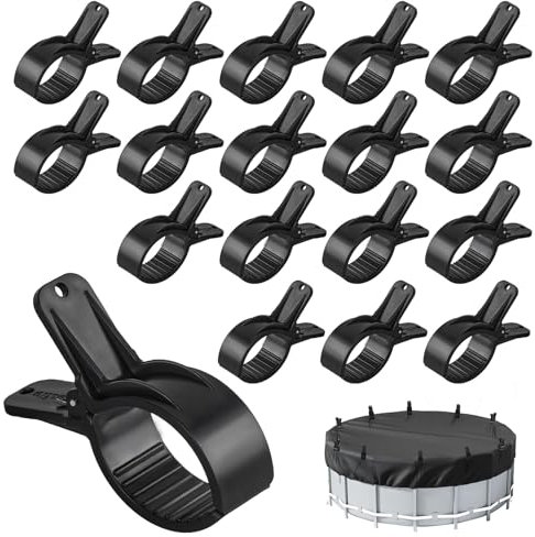Clips de bâche de piscine de 8,3 cm, pinces de bâche de piscine antidérapantes en plastique pour piscines hors-sol (18, L)