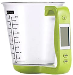 Instrumento de medición electrónico de cocina, multifunción digital, jarra medidora de cocina, pesaje, temperatura, volumen, báscula con pantalla LCD desmontable, color verde para el interior del