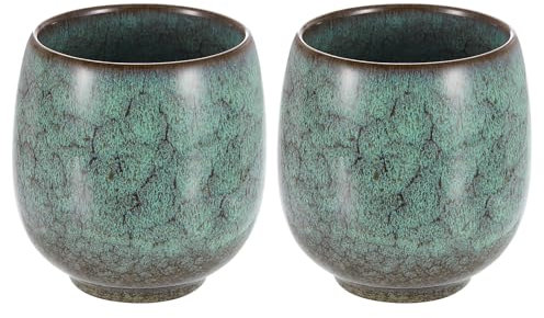 sourcing map 2pcs Chinese Ceramic Teacups 5.75oz Traditional Gong Fu Tea Set Ceramic Mate Teacup Japanese No Handle Small Coffee Cup for Mate Tea Coffee Wine Drinks, Light Green