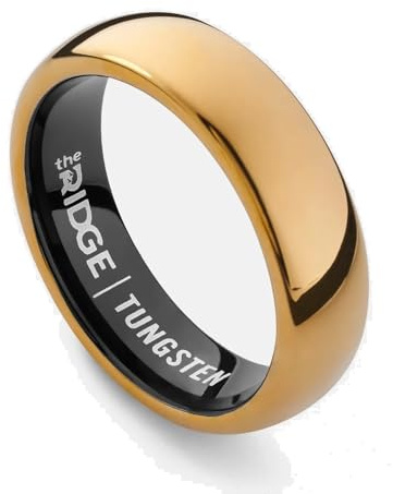 The Ridge Tungsten Rings For Men - Mens Wedding Band - Strong, Durable and Scratch-Resistant Rounded 6mm Ring With Silicone Band