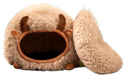 Katzenbetthöhle, überdachtes Katzenbett - Winterliche Katzenhöhle in Yak-Form - Halbgeschlossenes Katzenhausbett, Hundezeltbett, Katzennest für den Innenbereich mit Abdeckung für Katzen und Hunde im I