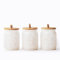 Home Harbour Clairmont Collection | Set of 3 Ceramic Tea, Sugar Coffee Canisters with Bamboo Airtight Lids | Storage Jars Containers Tea Sugar | Caddy Sets Kitchen Accessories Essentials (Pure White)