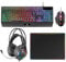 Mars Gaming MCP124PRO, Combo Gaming 4in1, Tastiera RGB H-Mech con Poggiapolsi, Mouse RGB 3200DPI e Switches HUANO, Cuffie FRGB, Tappetino Nanotessile 36x26cm, Multipiattaforma, Portoghese, Nero