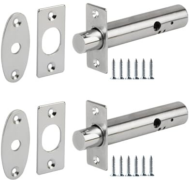HANDLEZONE® 2 Pack Mortice Security Door Bolts, Extended 88mm Rack Bolt - Silver Nickel Plated