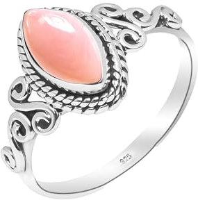 Ring Mit Stein Silber Damen Rosa Opal Edelstein 925 Sterling Silber Handgefertigter Solitär Verlobungsring für Frauen