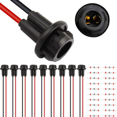DAOKAI T10 W5W LED Lampenfassungen,Glassockel Stecksockel Standlicht Parklicht Fassung Weichgummi Stecker W3W WY5W W2,1X9,5D für Lampen Glühlampen Glühbirnen-10st