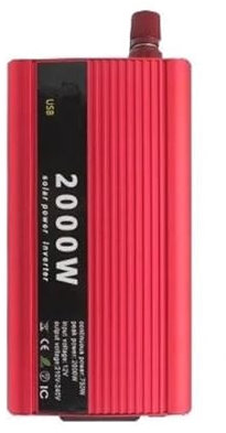 Onda Sinusoidale Adattatore Convertitore Caricabatteria Portatile Per Auto Con Presa Universale 2000W Potenza Picco DC 12V/24V A CA 220V Onda Sinusoidale Modificata Convertitore Corrente(12V 220V Red)