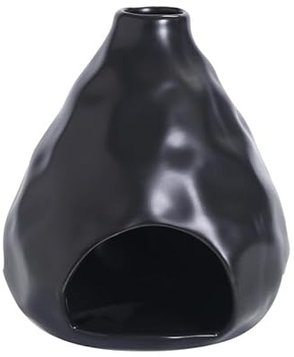 YYW Palo Santo Holder, Ceramic Incense Burner for Cones, Sage, Clay Ash Catcher for Yoga, Meditation, Home Decor (Black)
