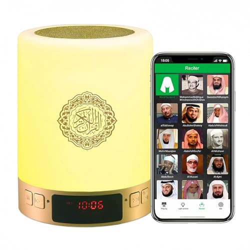BlissKiss Quran Speaker with Multicolor Light - 16 Reciters & Translations, 8GB Memory for Home and Mosque