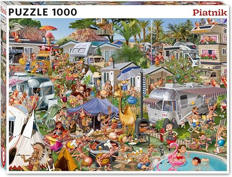 Piatnik 572043 - Camping Chaos 1000 Teile Puzzle, Erdige Töne Wie Grün, Braun und Blau