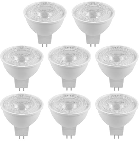 Noa Home Deco Pack 8 Bombilla LED GU5.3 3000K, 5W 550LM Foco LED 12V | ¡Requiere Transformador! Bombillas GU5.3 LED 50W Eq 38°. Bombilla GU5.3 para Focos de Techo y Galería