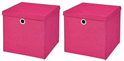 StickandShine 2er Set Pink Faltbox 28 x 28 x 28 cm Aufbewahrungsbox faltbar mit Deckel