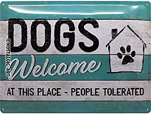 Nostalgic-Art 23246 Retro Blechschild PfotenSchild – Dogs Welcome – Geschenk-Idee für Hunde-Besitzer, aus Metall, Vintage-Design zur Dekoration, 30 x 40 cm
