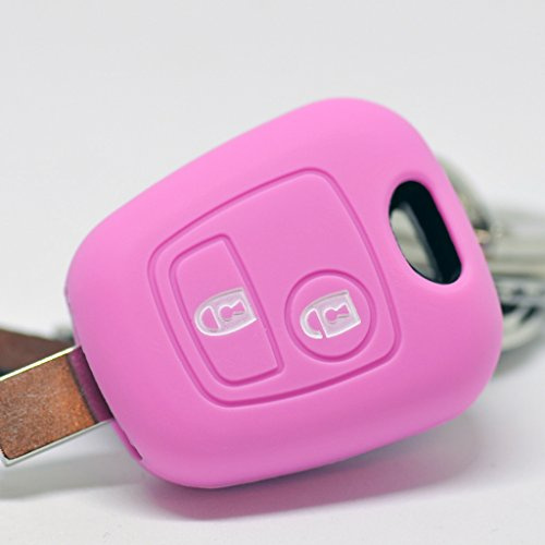 Soft Case Schutz Hülle Auto Schlüssel für Citroen Berlingo C1 C2 C3 Toyota Aygo Peugeot Partner 107 206 SW CC 406 307 Remote/Farbe: Rosa