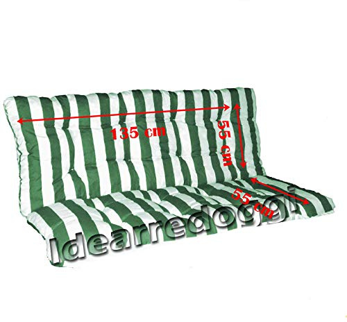 Cuscino per Dondolo truciolo 3 Posti 135 Cm Bianco/Verde