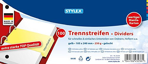 100 Trennstreifen gelb für Ordner