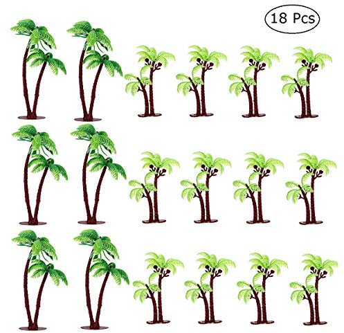 JANOU Palm Tree Cake Toppers Tropical Coconuts Cake Decor for Birthday Wedding Summer Luau Party Favors Pack 18pcs