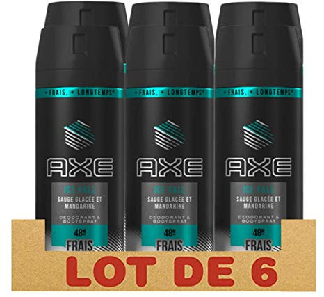 Axe Ice Fall Men's Deodorant Spray, Iced Sage and Mandarin, Aluminium Salts (Pack of 6 x 150 ml)