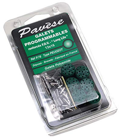 GALET SCOOT PAVESE PROGRAMMABLE 16x13 1,9g 8,5g (x6) POUR PEUGEOT 50 TKR, TREKKER, SPEEDFIGHT, BUXY, VIVACITY-PIAGGIO 50 ZIP, TYPHOON, NRG 1994>1999-KYMCO 50 DINK, PEOPLE, TOP-BOY
