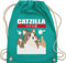 Turnbeutel Rucksack - Anime Geschenke - Catzilla - Big Cat - Unisize - Türkis - otaku merch turnbeutel+anime geschenk+anime katze turnsack japanische tasche anime+tasche animi beutel anemie