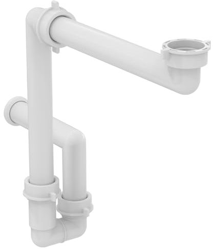 Bathroom Sink Bottle Trap - Ideal Standard Space Saving Basin Bottle Trap and Waste Pipe (for use with Furniture Basin Units), EE230339, White