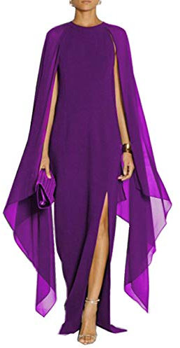 Boan - Vestito sexy da donna, in tessuto, senza maniche, con velo di raso, elegante, per serata, cerimonia, festa, taglia Plus viola. S