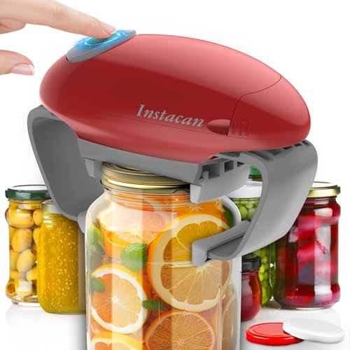 Higher Torque and One Touch Electric Jar Opener Easy Remove Almost Size Lid with Auto-Off, Powerful Bottle Opener for Arthritic Hands, Automatic Jar Opener for Weak Hands and Seniors (Red)