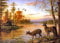 Yeerum DIY 5D Diamond Painting Le Coucher du Soleil Complet Accessoires, Cerf Animal Broderie Peinture Diamant Painting Kit Complet Point De Croix Cristal Strass Décoration De La Maison 30x40 cm