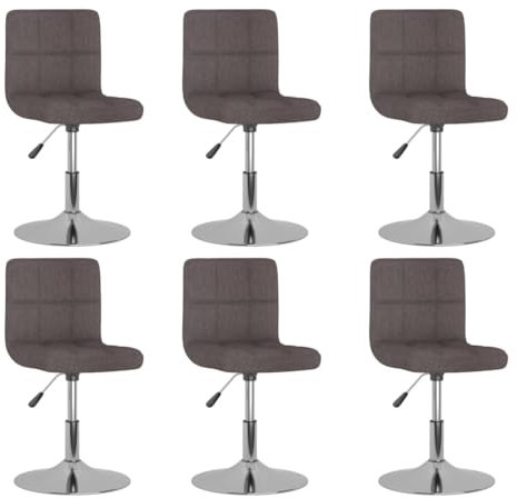 vidaXL 6X Esszimmerstuhl Höhenverstellbar Drehbar Küchenstuhl Lehnstuhl Stuhl Wohnzimmerstuhl Polsterstuhl Stühle Essstuhl Taupe Stoff