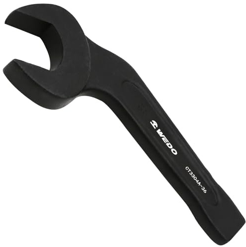 WEDO Schlag Maulschlüssel mit offenem Ende,Einmaul-Kraftschlüssel,Abgewinkelt Offen 19mm,Länge 140mm,Einmaulschlüssel,Schraubenschlüssel,Verschleißfestigkeit,40 Chromstahl,DIN 894 | U-förmiger Einzelmaulschlüssel, schwarz spritzbeschichtet, ölbeständig, für Maschinen, Bau und industrielle Wartung