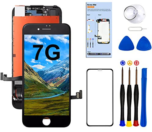 SIMDOG for iPhone 7 Screen Replacement 4.7 Black Screen for iPhone 7 LCD,Touch Digitizer Display for iPhone 7 Assembly with Repait Kit Tools,Compatible models A1660, A1778, A1779