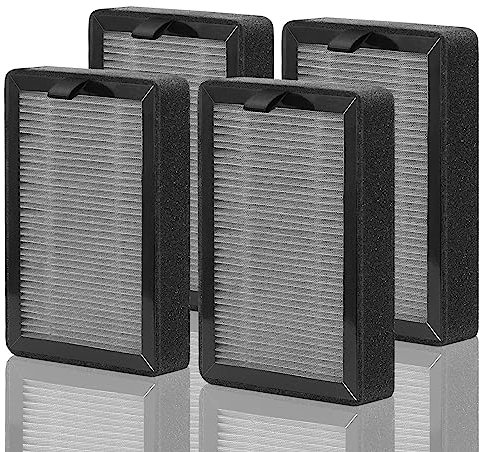 [4Pcs] Air Purifier Filters Replacement Compatible for LEVOIT LV-H128/PUURVSAS (HM669A) / ROVACS (RV60) Air Purifiers, 3-in1 HEPA Filter, Activated Carbon Filter and Pre-Filter