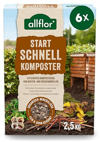 Allflor Schnellkomposter 6 x 2,5 Kg in der Faltschachtel I Mit hochwertigen Naturstoffen I Kurzer Rottezeit und besserer Kompost I Sorgt für eine gesunde Vermehrung der Mikroorganismen