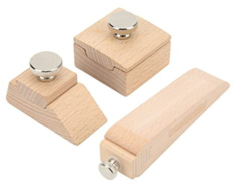 Pssopp 3Pcs Beech Wood Sanding Blocks for Leather & Wood, 80 Grit Aluminium Oxide, Sandpaper Included