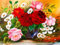 Diamond Painting Set, Bild mit Motiv Sommerlicher Blumenstrauß und Zubehör, Größe ca. 44 x 33 cm, Bastelset zum Malen mit Glitzersteinchen für Kinder ab 5 Jahren