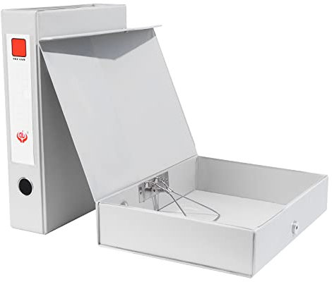 Hotyin Aktenordner, A4 Aufbewahrungsbox mit die Klammer, 68 mm Rücken, Aktenaufbewahrung mit Magnetverschluss für Büro, Zuhause, Schule, 2 Stück/Grau