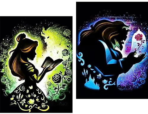 YALKIN 2 Packs Diamond Malerei Kits für Erwachsene, 5d DIY Diamond Art 30x40cm Prinzessin Vollrunde Drill für Erwachsene Anfänger Kinder entspannen Home Wall Decor Weihnachtsgeschenke