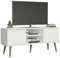 Madesa TV Schrank mit 2 Türen und 2 Regale für TV bis zu 55 Zoll, für Wohnzimmer, 136 x 40 x 60 cm, aus Holz - Weiß