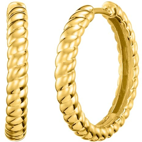 Julie Julsen Damen Schmuck Ohrringe/Creolen aus vergoldetem 925 Sterling Silber | Silber-Hoops als Geschenk für Frauen und Mädchen zum Geburtstag, Jahrestag, Hochzeitstag, Weihnachten…