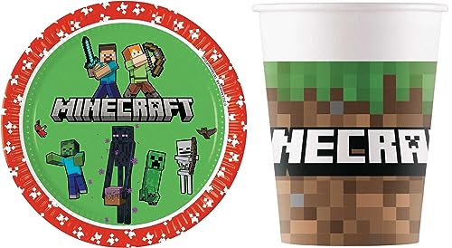 16-tlg. Set Kindergeburtstag Party Feier Fete Deko Motto kompatibel mit Minecraft