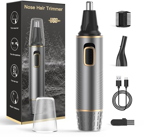 XOOMRSCP Nasenhaartrimmer Für Änner, Schmerzloser USB Wiederaufladbarer Nasenhaarschneider, Ohr- Und Nasenhaarschneider Männer, Professioneller Gesichtshaartrimmer Mit IPX7 Wasserdichten Dual, M