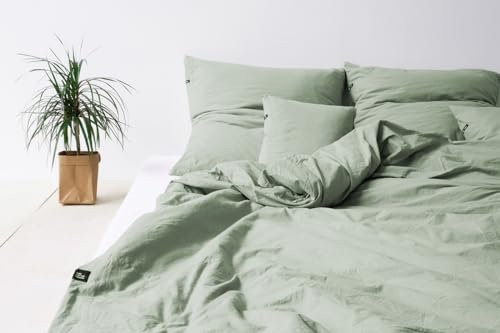 HOP DESIGN Bettwäsche 135x200 Baumwolle Bettwäsche-Sets, Bettbezug 135x200 Salbei Grün - Bettbezüge Sommerbettwäsche, Duvet Cover mit 1 Kissen Bezug 100% Baumwolle Ideal für Allergiker
