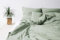 HOP DESIGN Bettwäsche 135x200 Baumwolle Bettwäsche-Sets, Bettbezug 135x200 Salbei Grün - Bettbezüge Sommerbettwäsche, Duvet Cover mit 1 Kissen Bezug 100% Baumwolle Ideal für Allergiker
