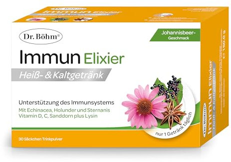 Dr. Böhm Immun Elixier Trinkpulver: Zur Unterstützung des Immunsystems, mit pflanzlichen Inhaltsstoffen, Vitaminen & Mineralien, 30 Sachets